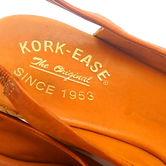 Kork-Ease Carmel Leather Flowered "4 Platform Slings - Picture 7 of 11